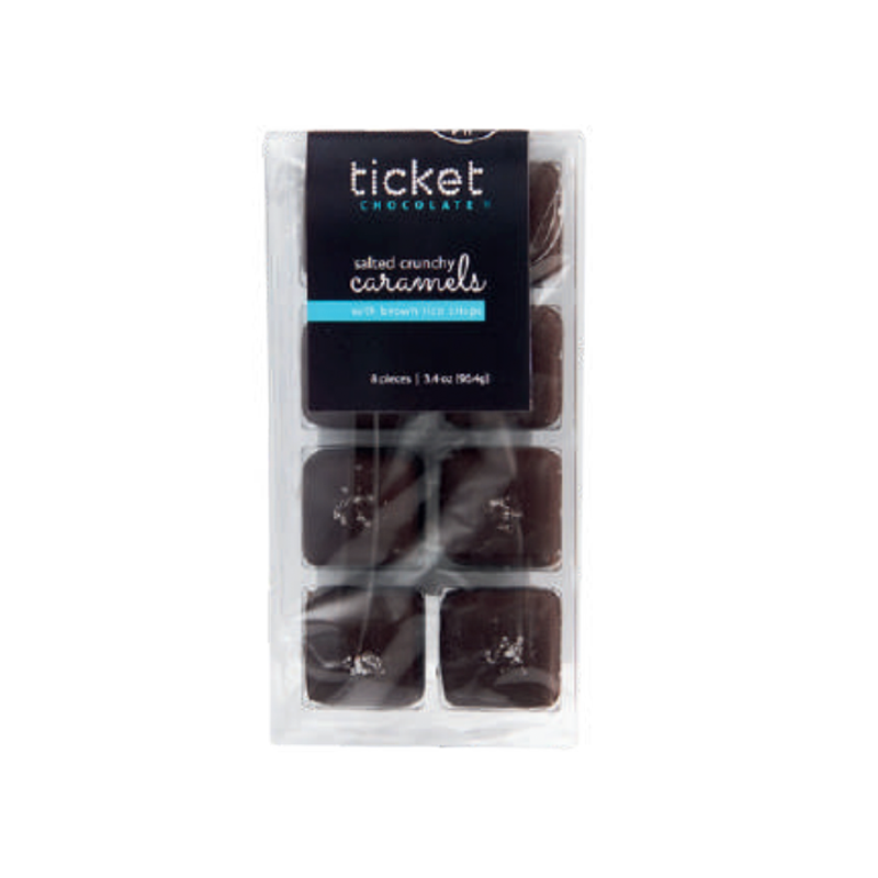 Ticket Chocolate - 8-Piece Salted Chocolate-Covered Crunchy Caramels (with brown rice crisps)
