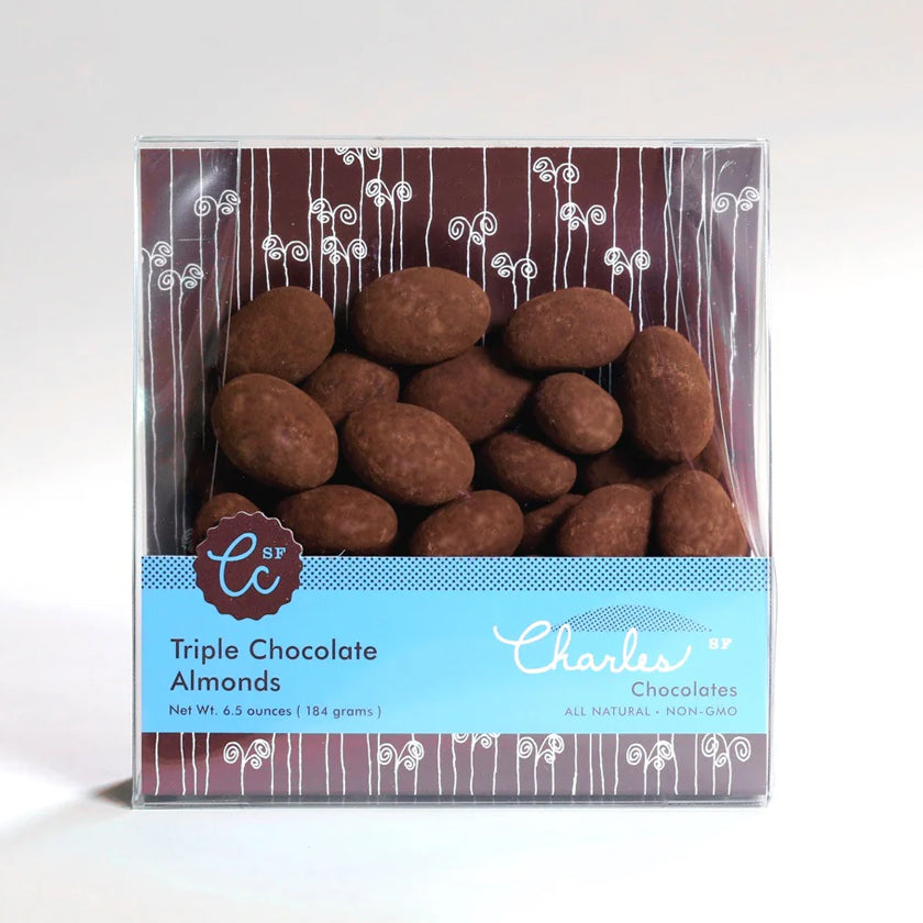 Charles Chocolates - Chocolate Covered Nuts - Triple Chocolate Almonds 6.5oz