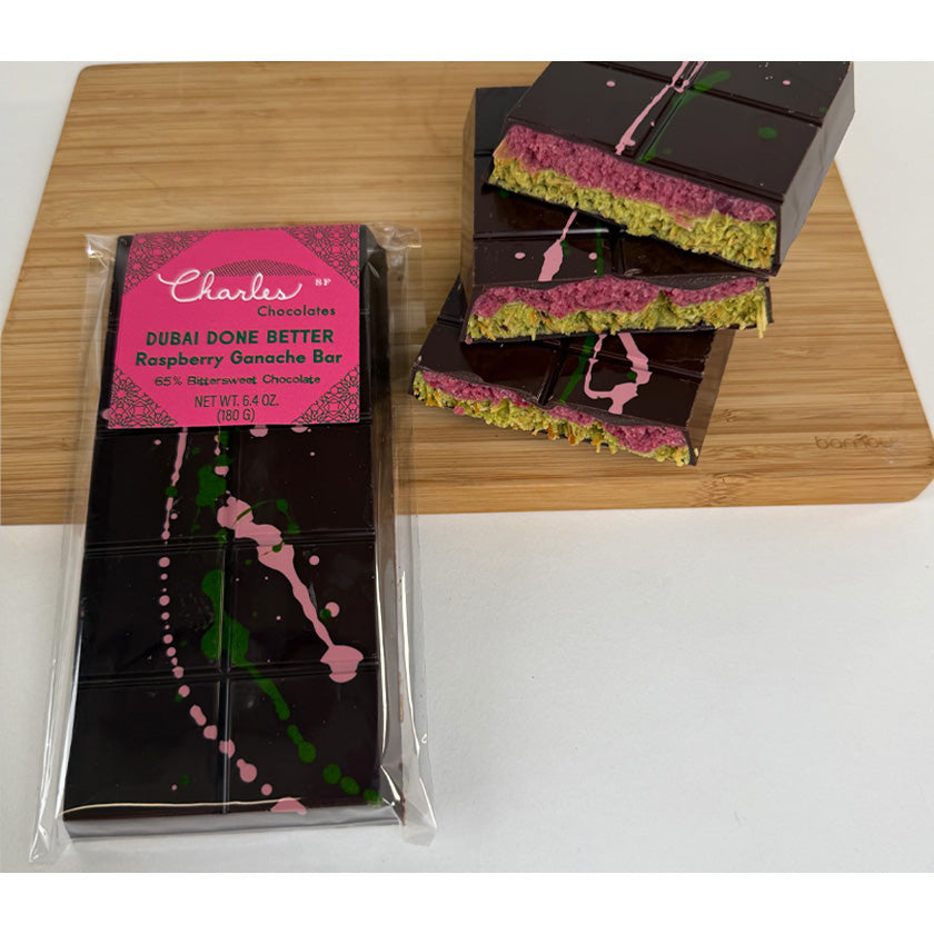Charles Chocolates - Dubai Done Better - Raspberry Pistachio Bar