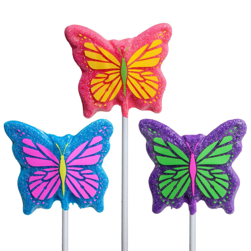 Melville - Lollipops - Sanded Butterflys - Pink, Blue, Purple - Bulk