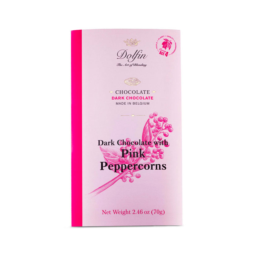 Dolfin - 70g Bars Dark Chocolate with Pink Peppercorns