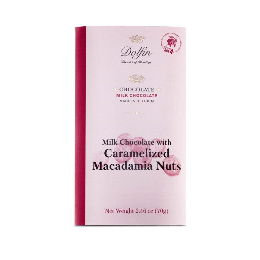 Dolfin - 70g Bars Milk Chocolate with Caramelized Macadamia Nuts