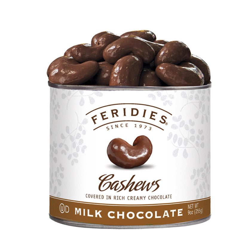 Feridies - Tins - 9oz Milk Chocolate Covered Cashews