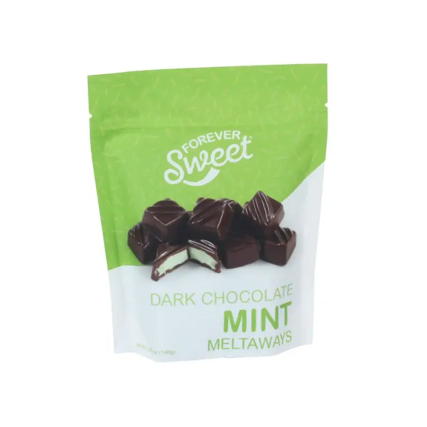 Forever Sweets - CANDIES - dark Chocolate green mint meltaways in pouch bag - 5.25oz