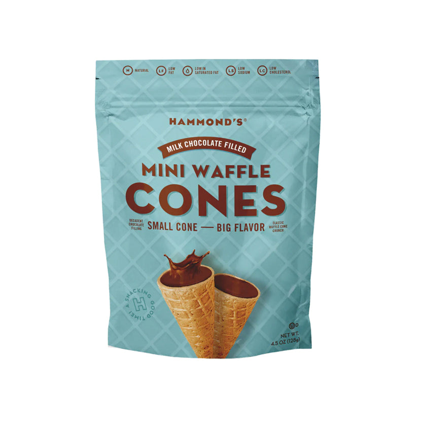 Hammond's Candies - Mini Waffle Cones - Milk Chocolate Filled