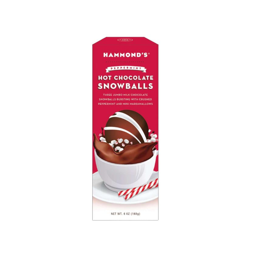 Hammond's Candies - Peppermint Hot Chocolate Snowballs, Milk Chocolate, 3-Pack Gift Box