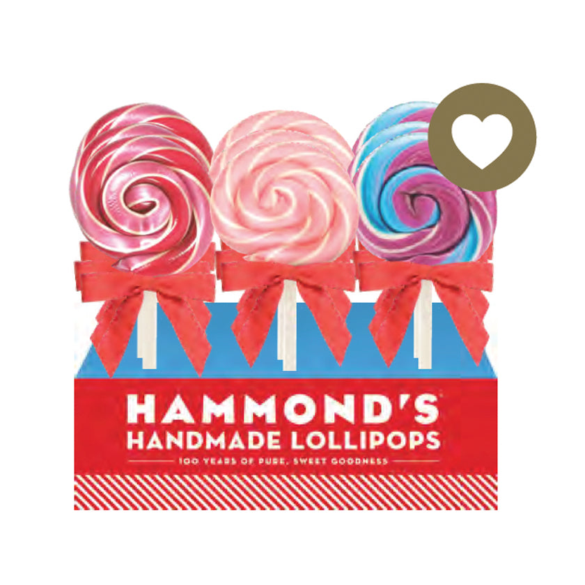 Hammond's Candies - Lollipop Display - Display Assorted Valentine's (Avail Nov-May) - 1 oz