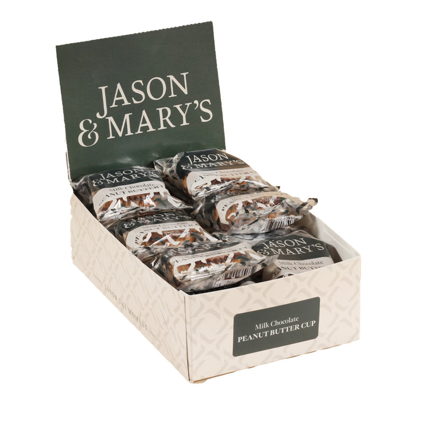 Jason &amp; Mary's - DISPLAY - peanut butter cup in milk chocolate - 16 Pc Box - 2.5oz