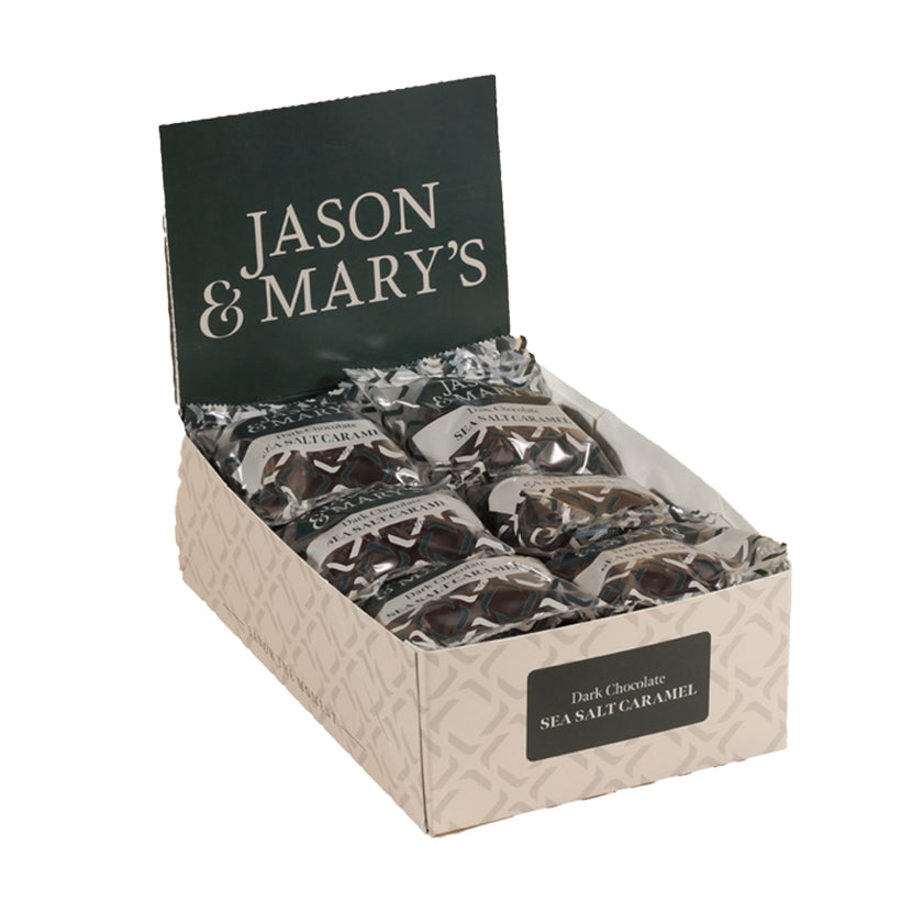 Jason & Mary's - DISPLAY - sea salt caramel in dark chocolate- 20 pc Box - 2.5oz