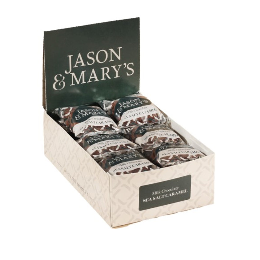 Jason &amp; Mary's - DISPLAY - sea salt caramel in milk chocolate - 20 pc Box - 2.5oz
