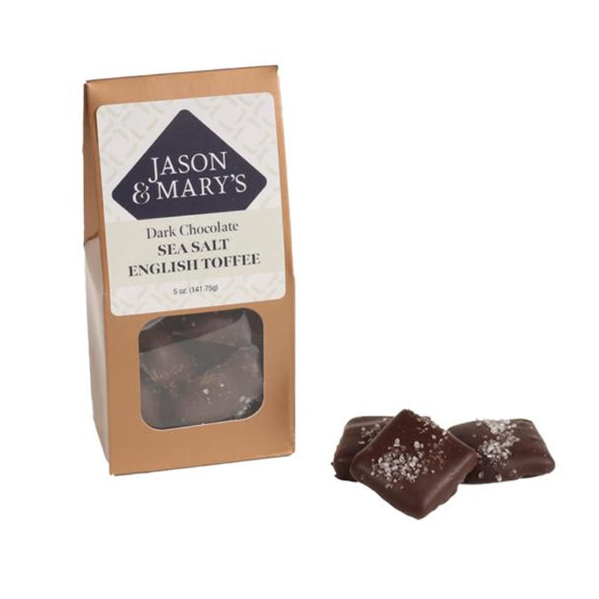 Jason & Mary's - GABLE BOXES - sea salt english toffee in dark chocolate - 5oz