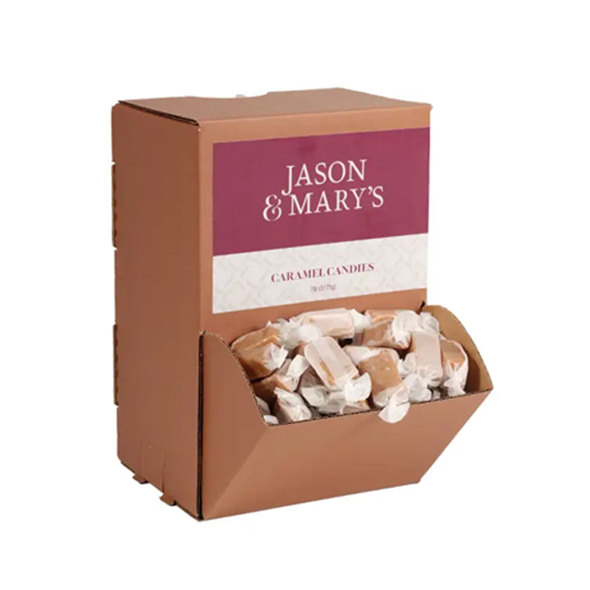 Jason & Mary's - GRAVITY FEED BOX - Caramel candy, individually wrapped - 7lbs