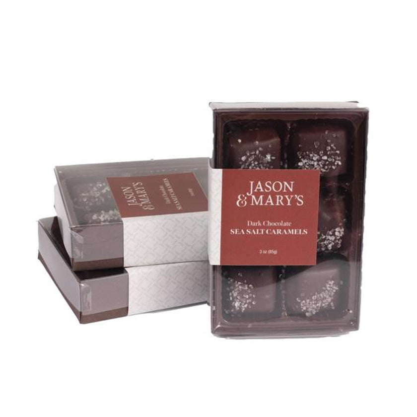 Jason & Mary's - Petite Gift Boxes - Dark Chocolate sea salt caramels - 3oz