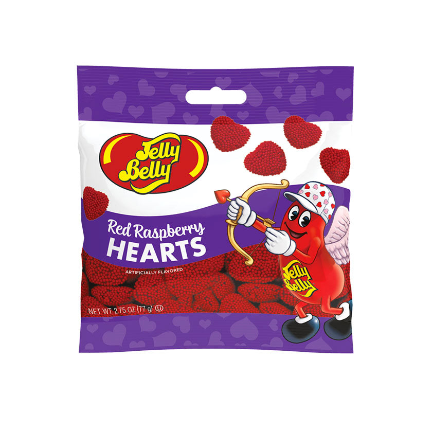 Jelly Belly® Valentine's - Red Raspberry Hearts Grab & Go® Bag