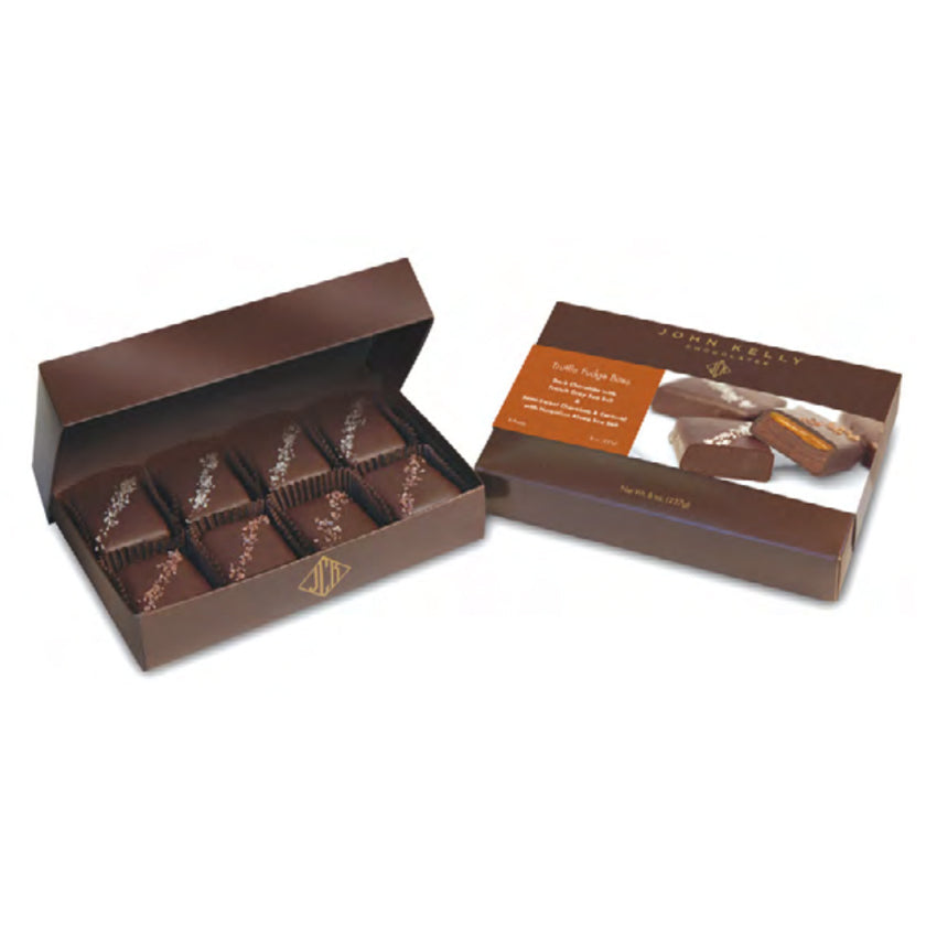 John Kelly Chocolates - Truffle Fudge Bites Box - Chocolate &amp; Caramel and Dark with Sea Salt (8pc)