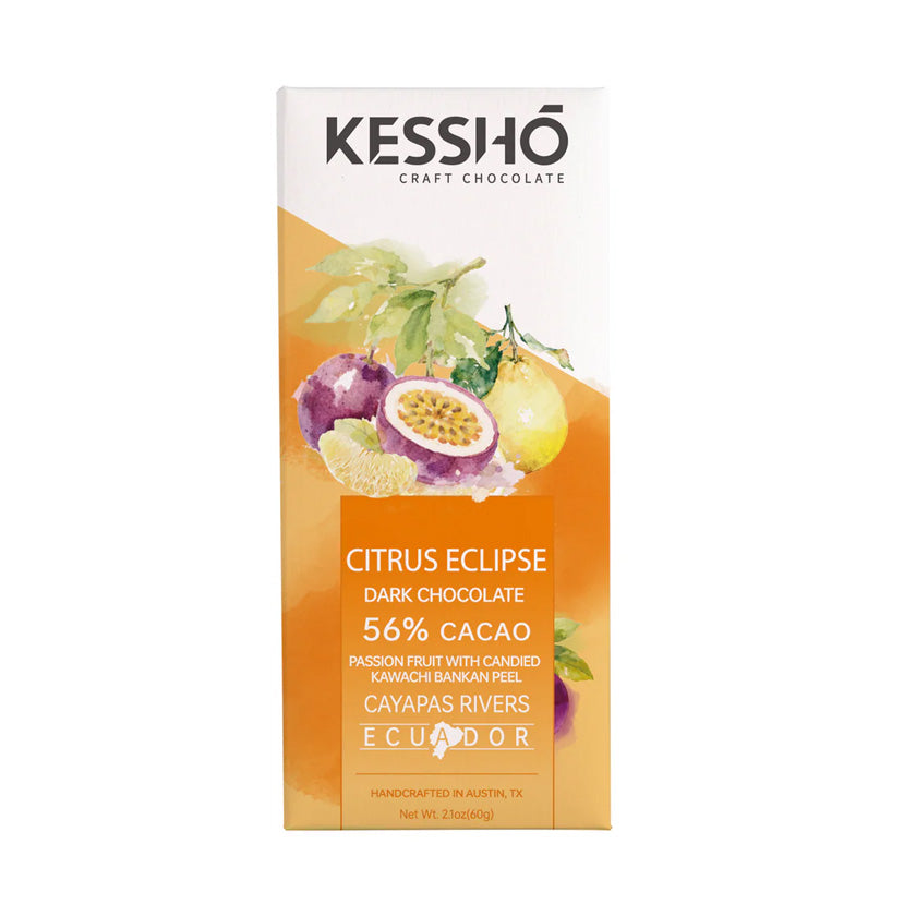 KESSHO - Citrus Eclipse Dark Chocolate with Passionfruit and Candied Kawachi Bankan peel