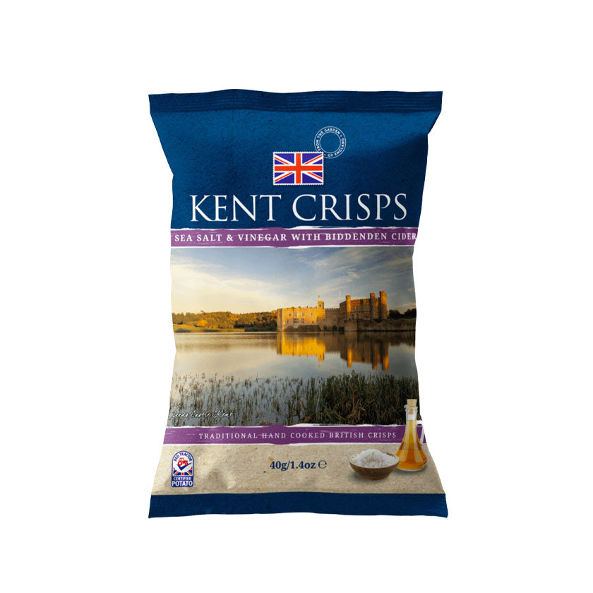 Kent Crisps - Sea Salt &amp; Vinegar with Biddenden Cider Hand Cooked Crisps 40g