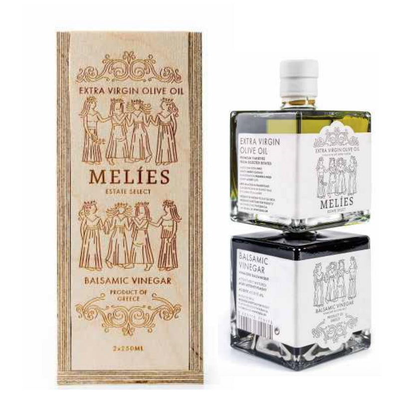 MELIES - EVOO & Balsamic Vinegar in Wood Box - 250 ml