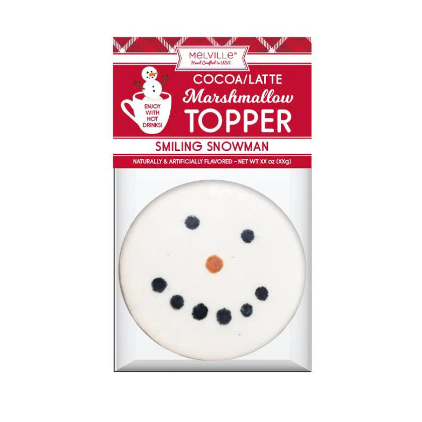 Melville - Cocoa Toppers - White Chocolatey Smiling Snowman Marshmallow - Bulk