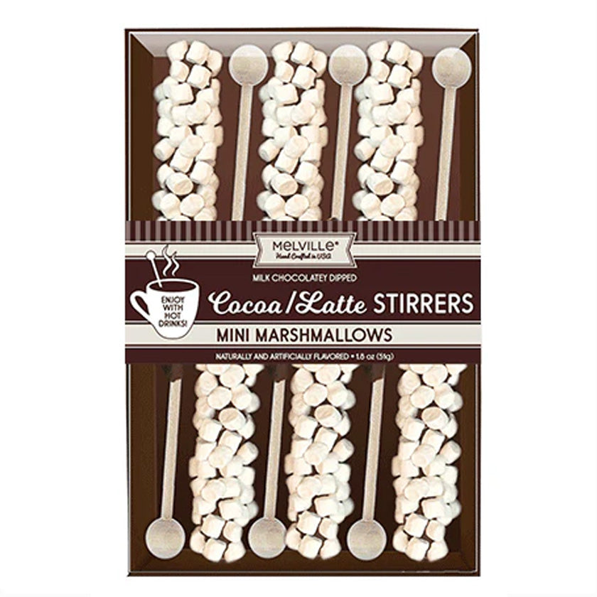 Melville - Drink Stirrers - Mini Marshmallow Stirrers - Milk Chocolatey-Dipped - Gift Set