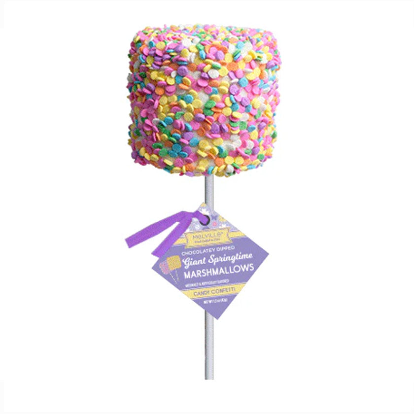 Melville - Giant Marshmallow Pops - Spring Confetti White Chocolatey-Dipped - Bulk