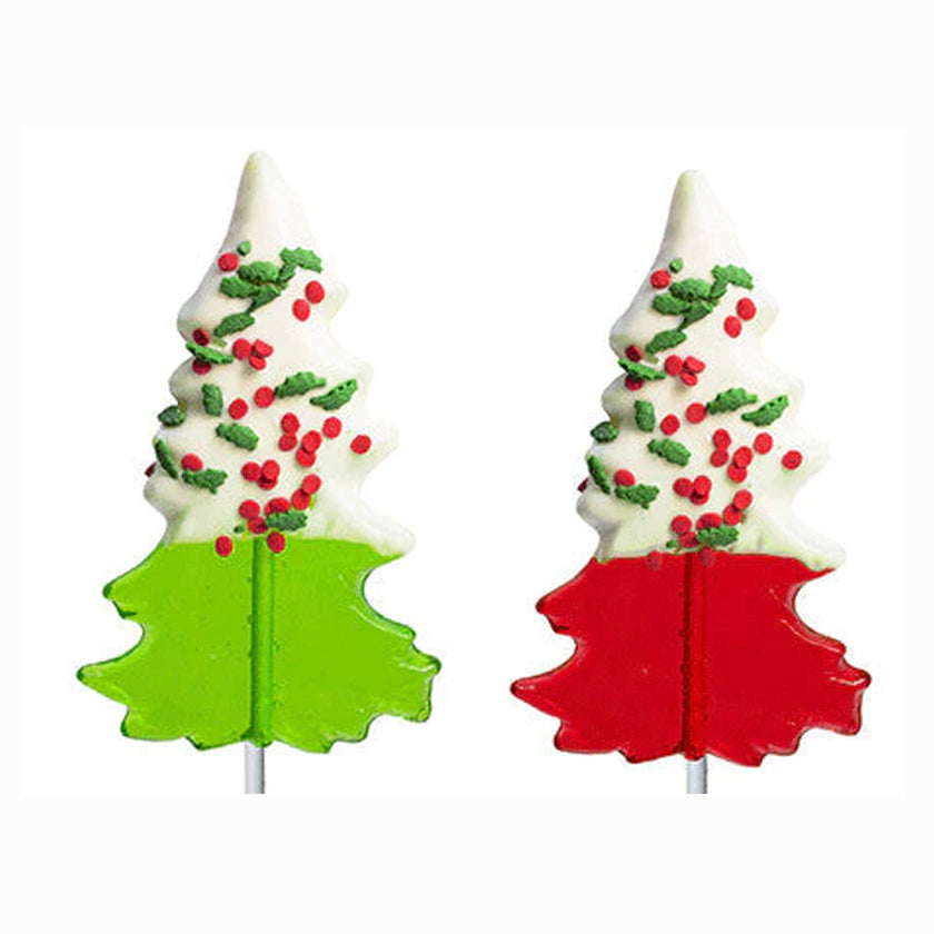 Melville - Lollipops - White Chocolatey Holiday Confetti Tree Lollipops - Red & Green - Bulk