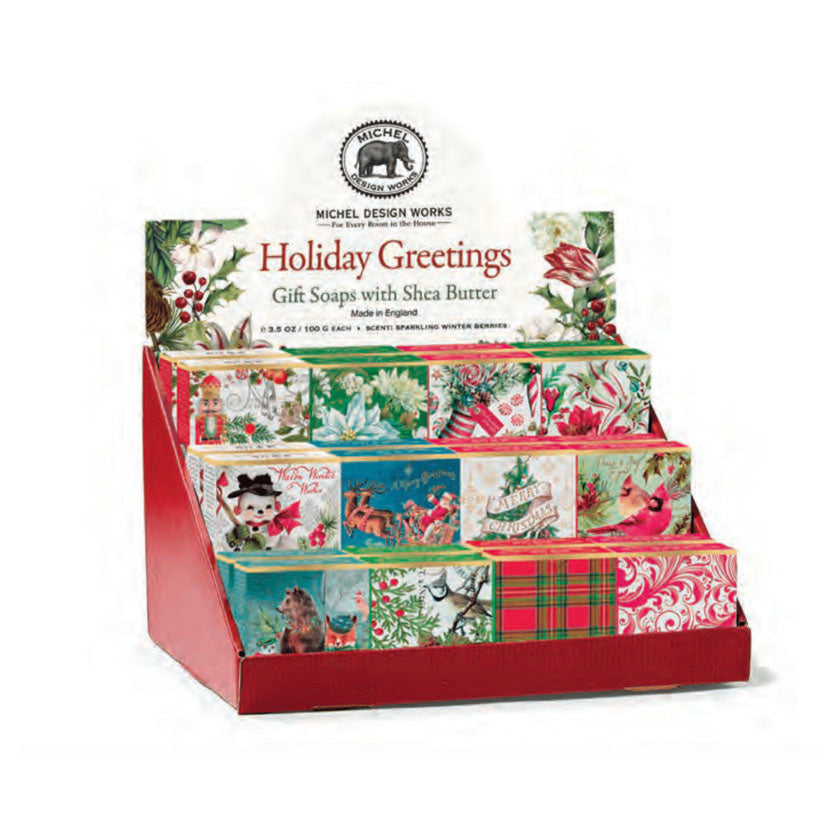Michel Design Works - Holiday Greetings Mini Soaps Pre-Pack w/Free Display