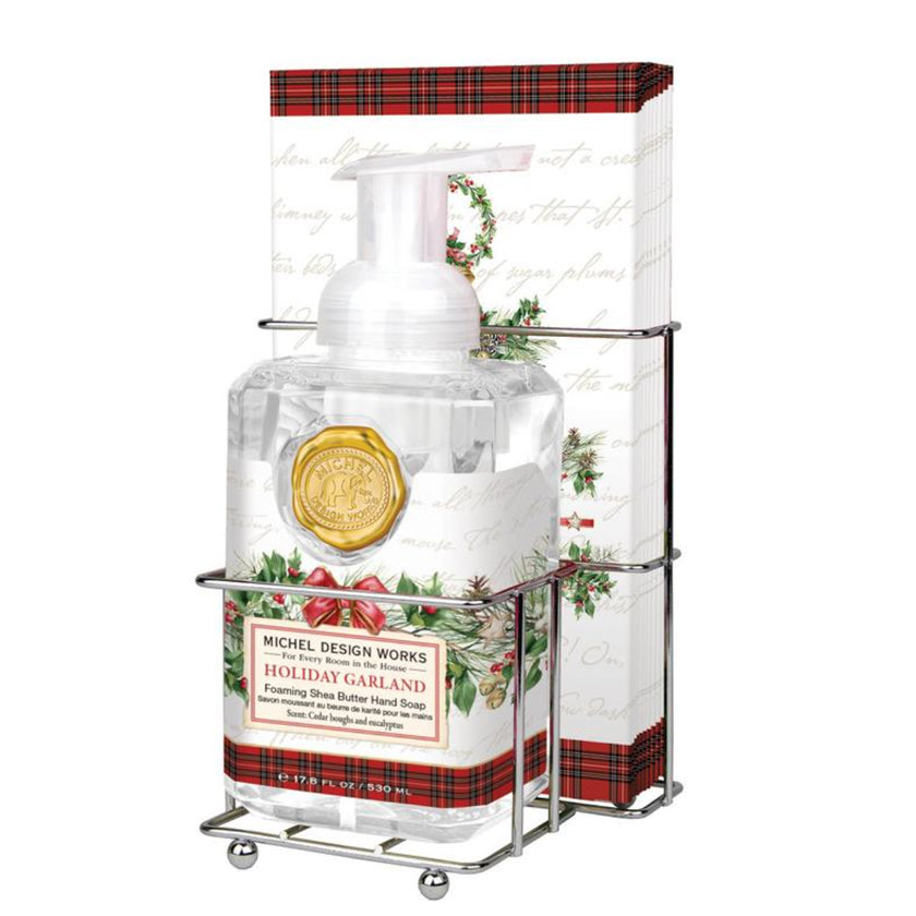 Michel Design Works - Holiday Garland Foaming Hand Soap & Hostess Napkin Set