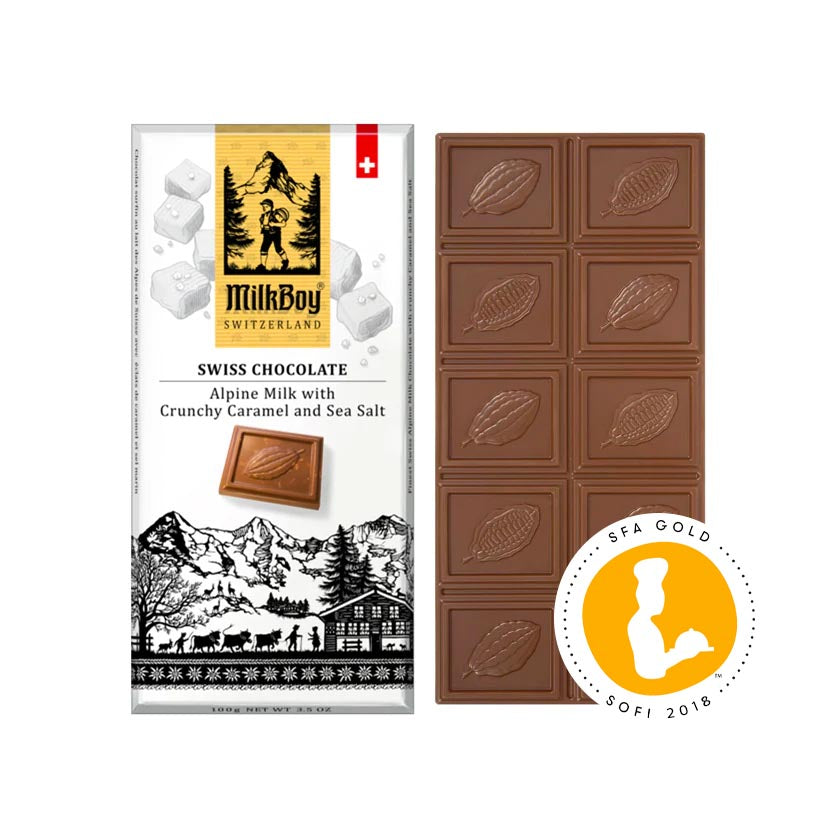 MilkBoy Swiss Chocolates - Alpine Milk with Crunchy Caramel & Sea Salt