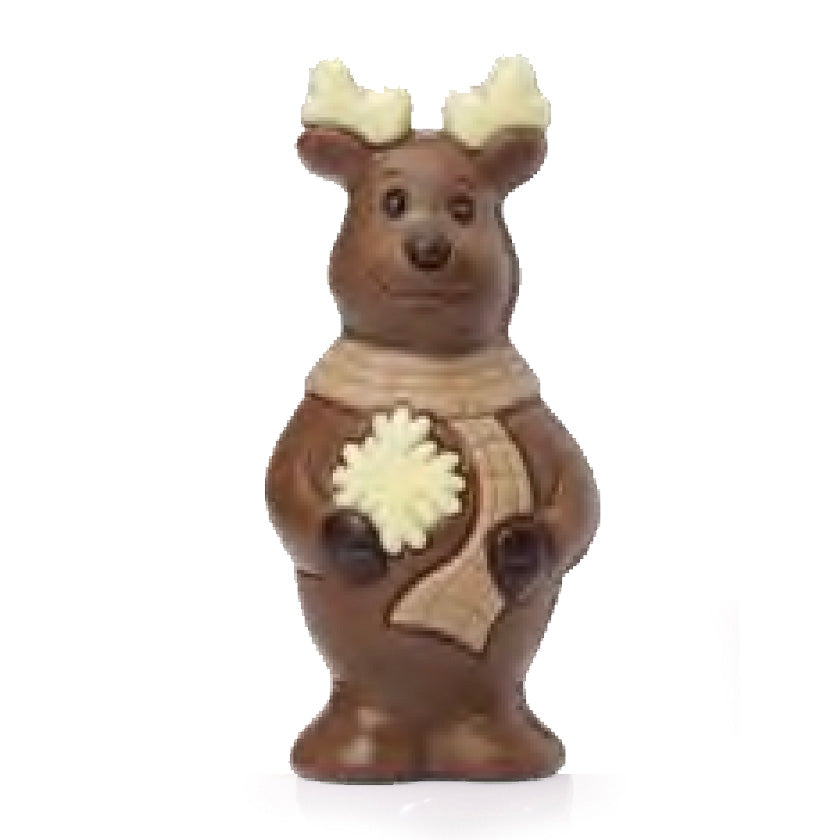 Nirvana Chocolates - Reindeer - milk chocolate hollow figurine in cello bag w/ ribbon (5" Tall) - 2.12 oz
