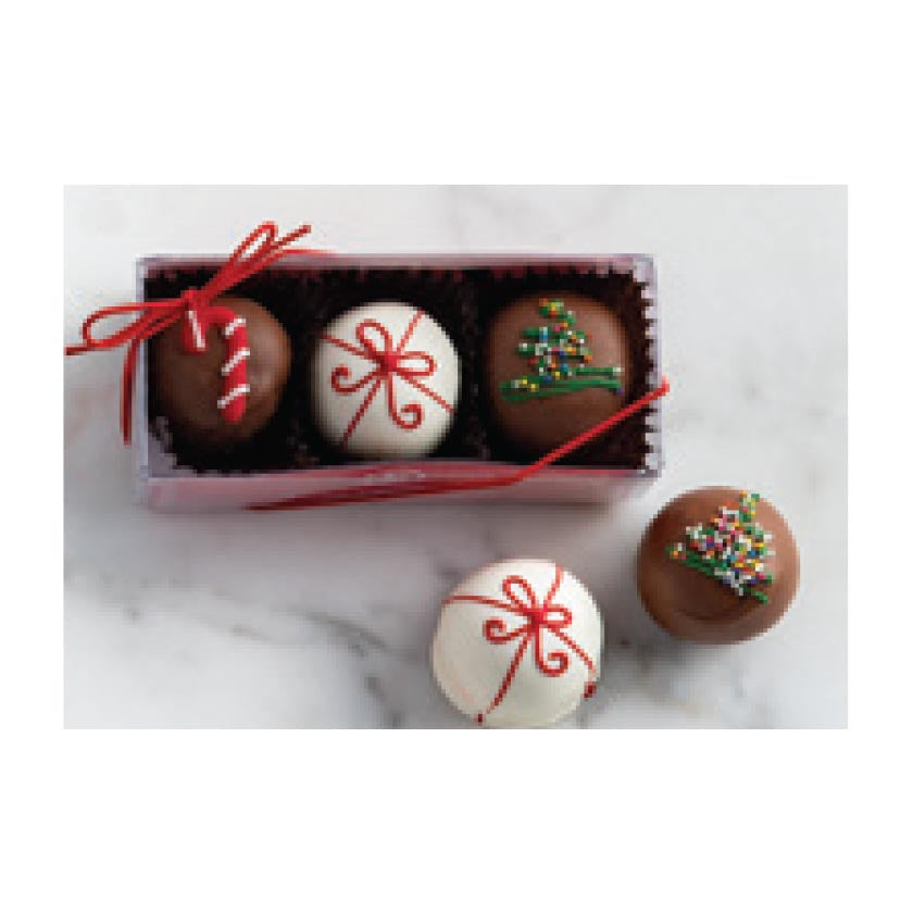 Sweet Shop USA - 3pc Milk & White Fudge Love® Truffle Christmas Acetate