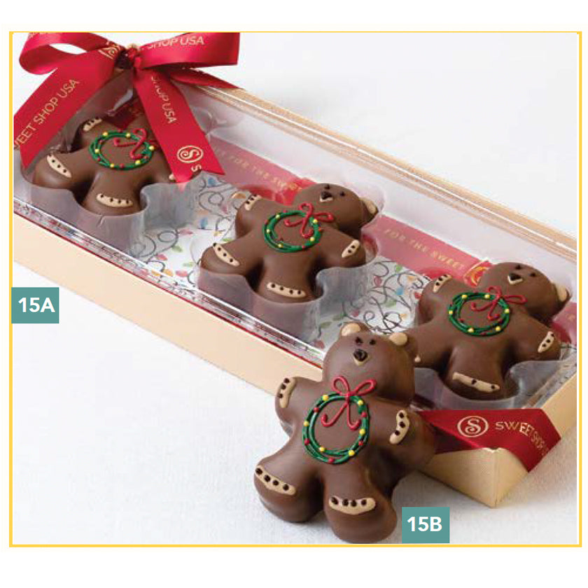 Sweet Shop USA - Holiday - 3pc Milk Peanut Butter Christmas Bear Acetate - 11oz