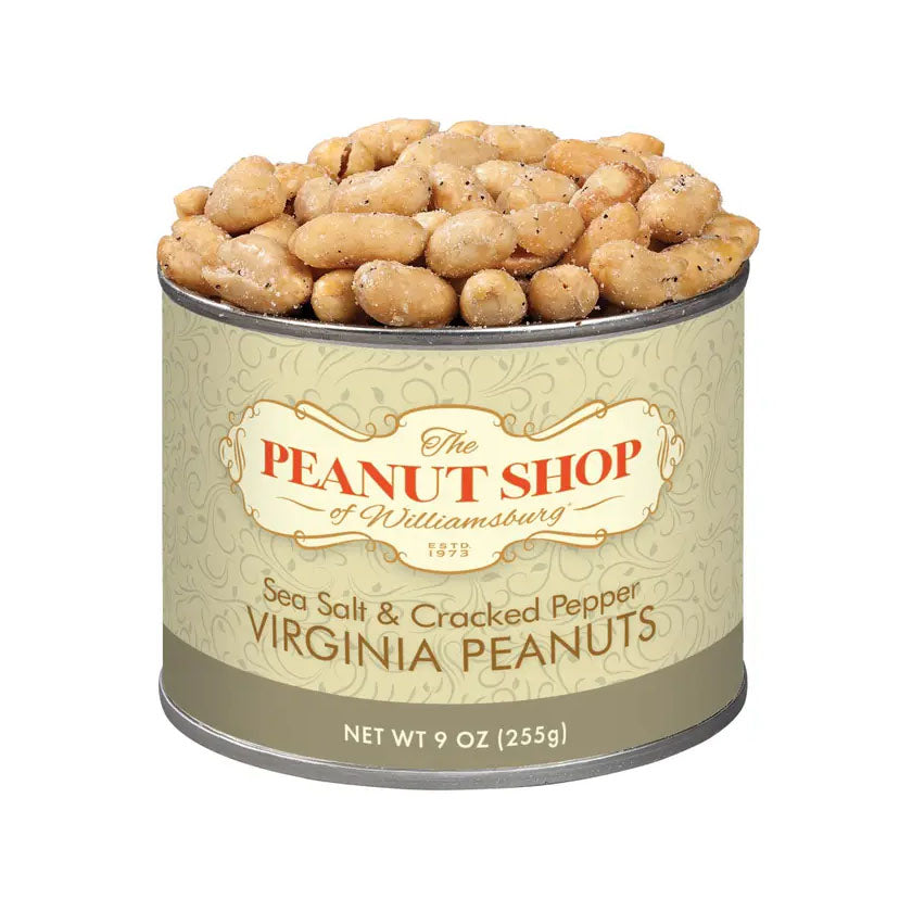The Peanut Shop - Seasoned Virginia Peanuts - SEA SALT & CRACKED PEPPER, 9oz
