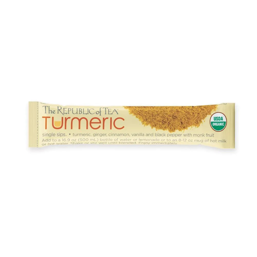 The Republic of Tea - Single Sips - Organic Turmeric - Bulk (50 Tea Bags) - 50 ct