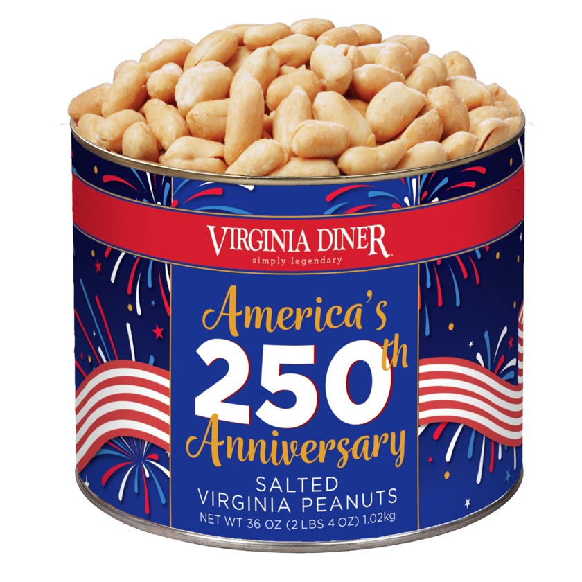 Virginia Diner - Virginia Peanuts - Salted Peanuts - America's 250th Aniversary Tin - 36oz