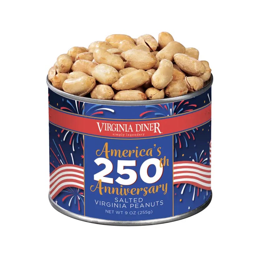 Virginia Diner - Virginia Peanuts - Salted Peanuts - America's 250th Aniversary Tin - 9oz