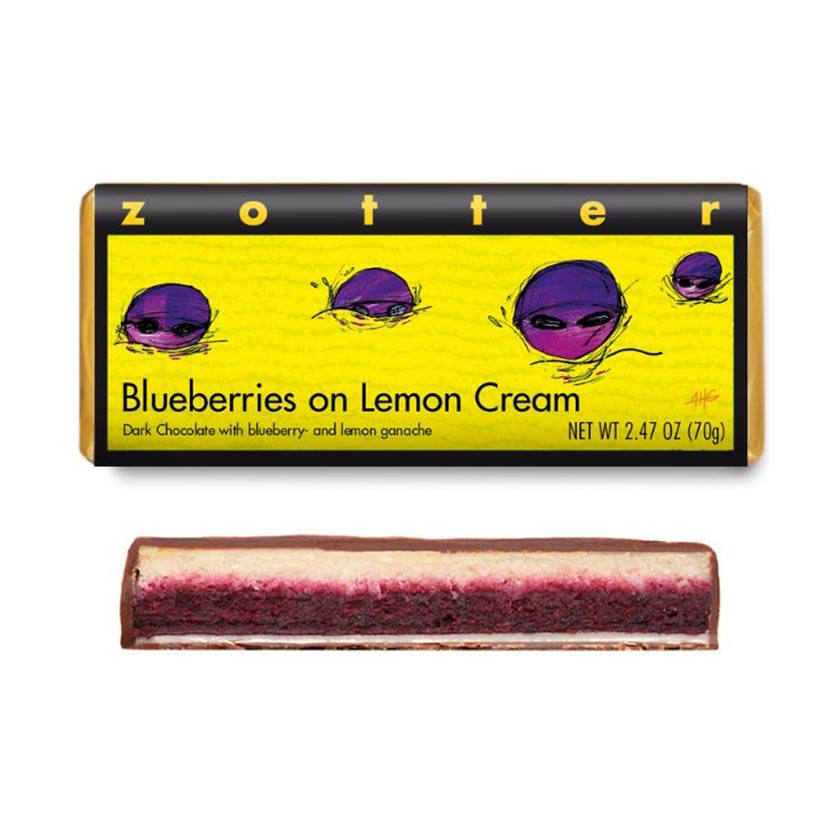 Zotter - Filled Chocolate - Blueberries on Lemon Cream