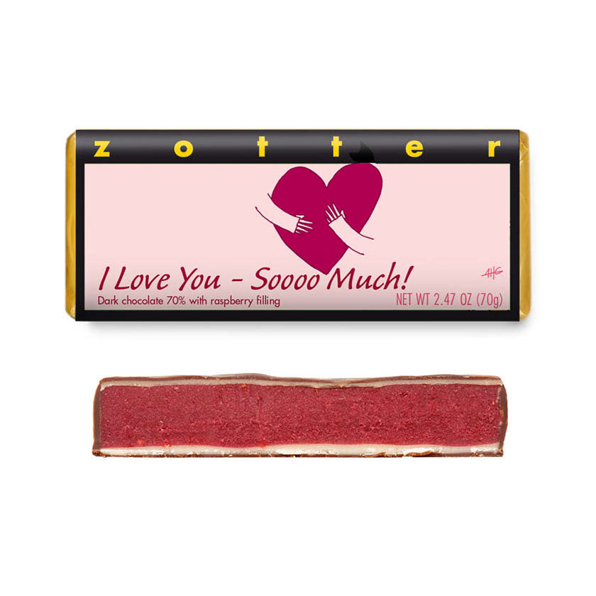 Zotter - Filled Chocolate - I Love You - Soooo Much! (Raspberry)