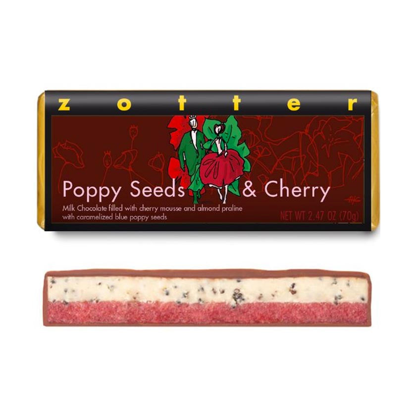 Zotter - Filled Chocolate - Poppy Seed &amp; Cherry