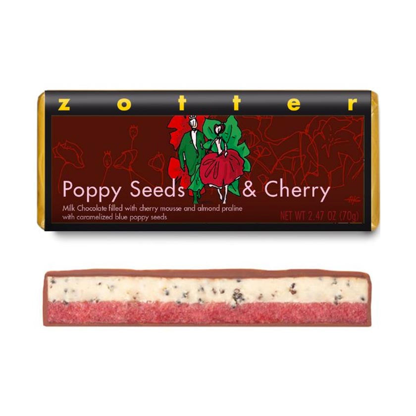 Zotter - Filled Chocolate - Poppy Seed & Cherry