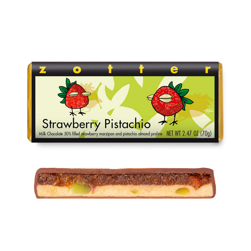 Zotter - Filled Chocolate - Strawberry Pistachio