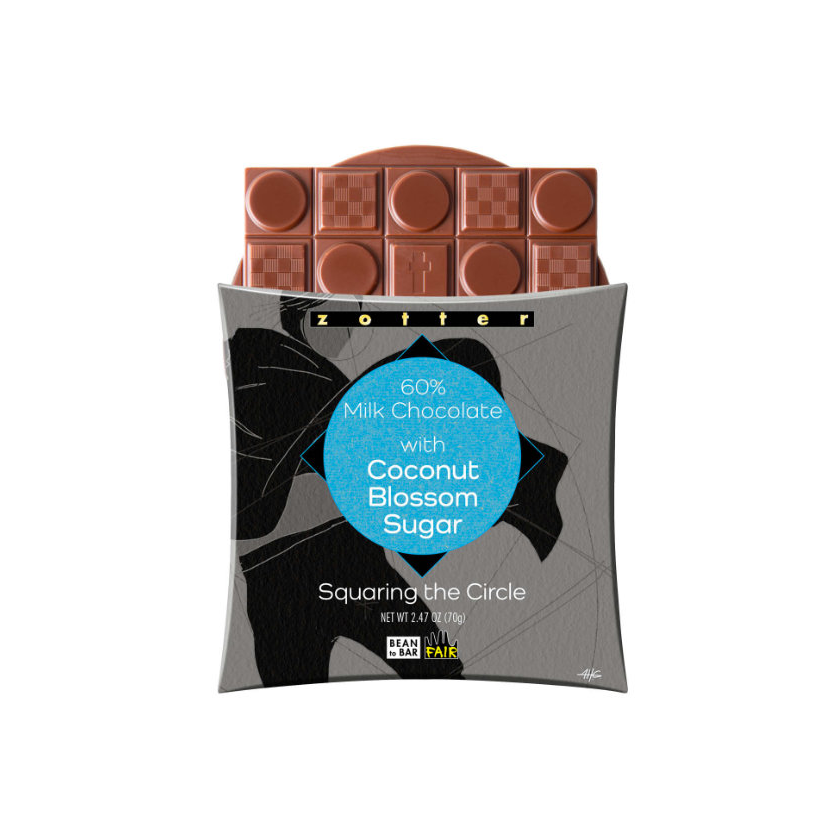 Zotter - Squaring the Circle - 60% Milk Chocolate with Coconut Blossom Sugar