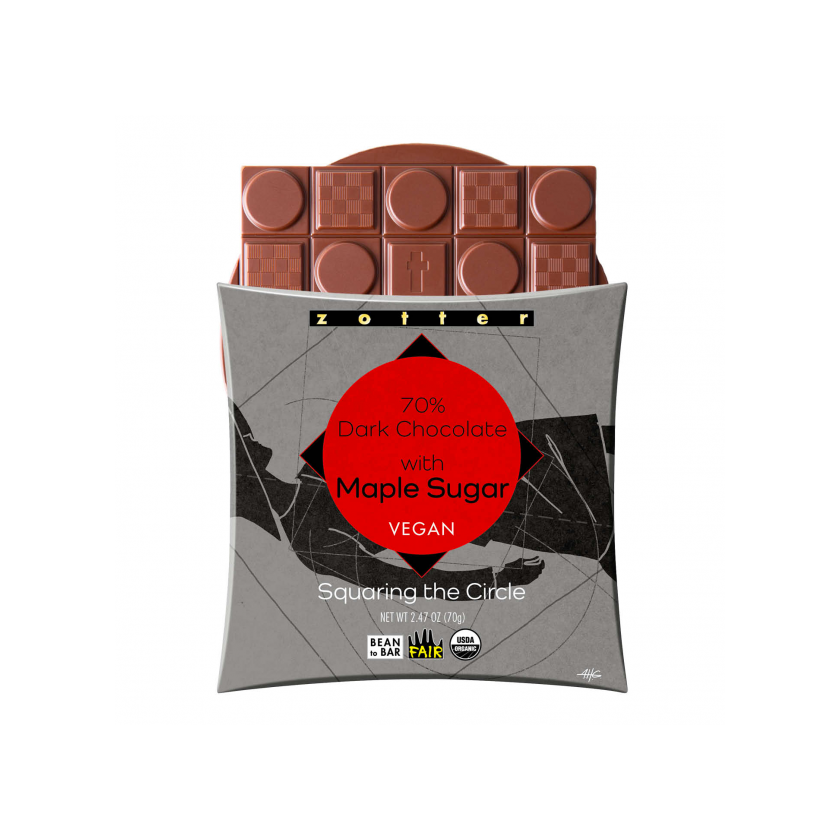Zotter - Squaring the Circle - 70% Dark Chocolate with Maple Sugar