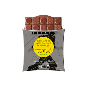 Zotter - Squaring the Circle - Dark Chocolate with Coconut & Mango, sweetened only by fruit