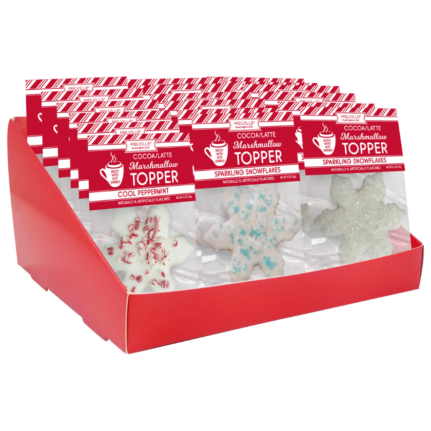 Melville - Cocoa Toppers - White Chocolatey Snowflake Asst Marshmallows  - Best Sellers - Display