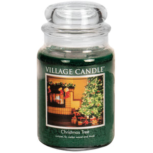 Village Candle - Christmas Tree - Large Glass Dome