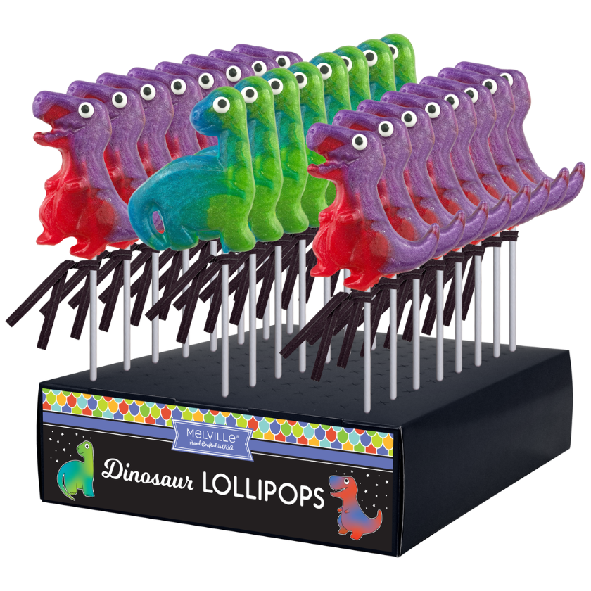 Melville - Lollipops - Glitter Swirl Dinosaur - Display