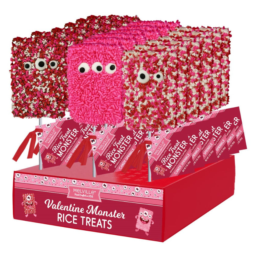 Melville - Rice Treat Pops - Valentine Monster Sprinkle - Display