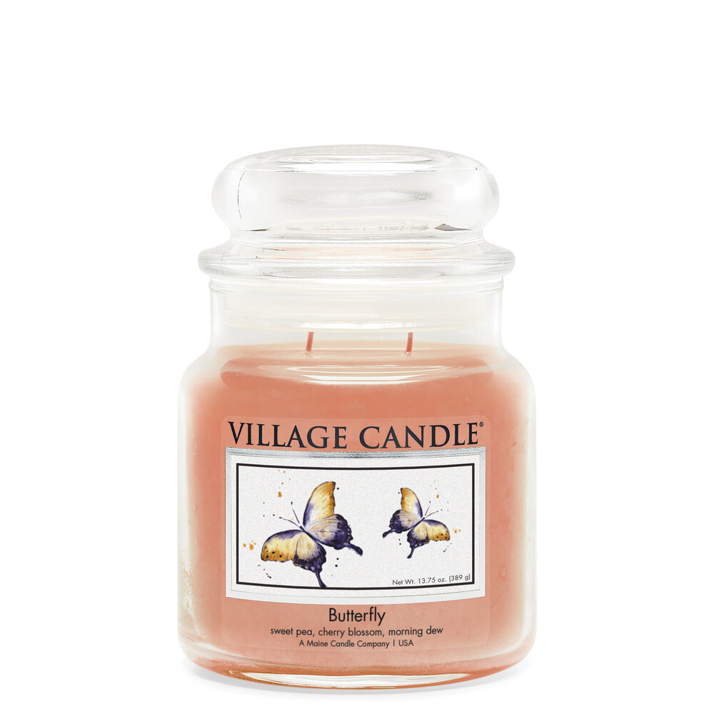 Village Candle - Butterfly - Medium Glass Dome