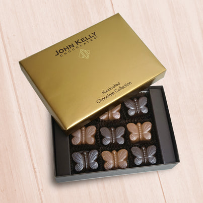 John Kelly Chocolates 9pc Butterfly Box - Milk & Dark Chocolate filled